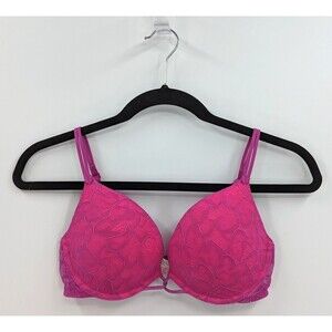 Vintage Victoria's Secret Bra Women's 36B Purple Lace Push Up-READ